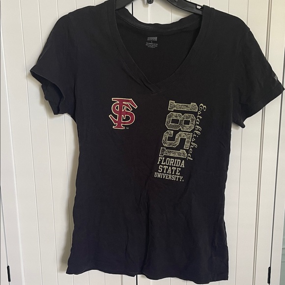 FSU Florida State Soffe Black Cotton V-Neck T-Shirt - Picture 1 of 3